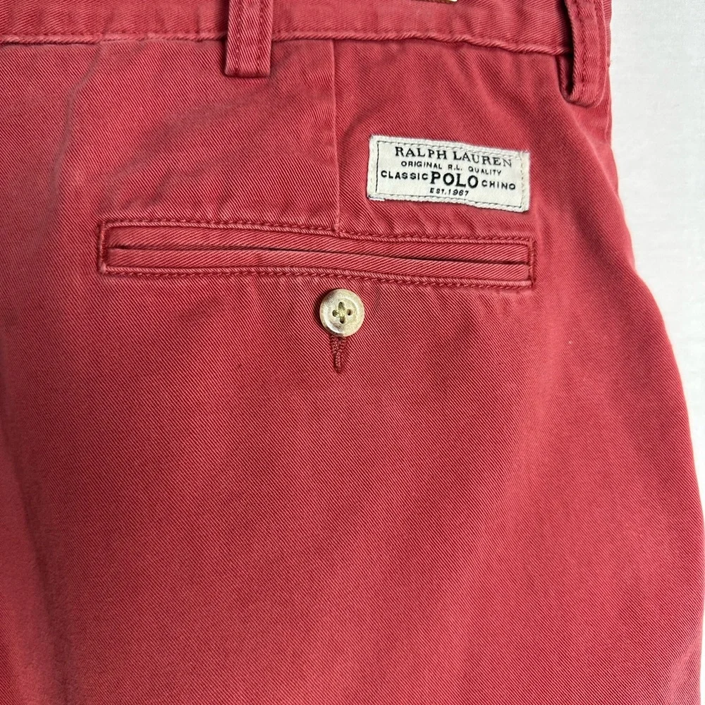 Polo Ralph Lauren Classic Chino Shorts Men’s 34 Flat Front Broken In Red‎ Flaw